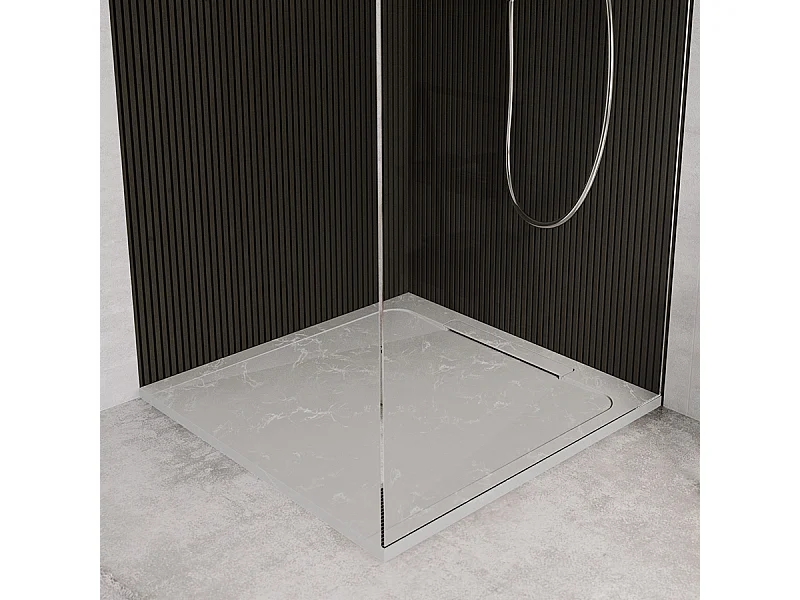 Receveur de douche en pierre naturelle extra plat à poser 70x70cm - gris marbre - ORIGINE