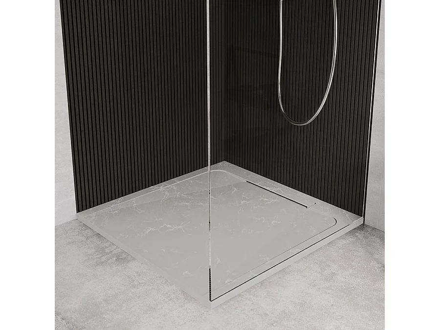 Receveur de douche en pierre naturelle extra plat à poser 70x70cm - gris marbre - ORIGINE