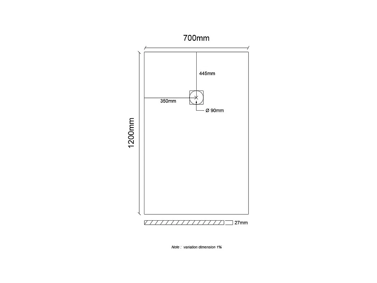 Receveur de douche en résine extra plat à poser 70x120cm - blanc - RIO