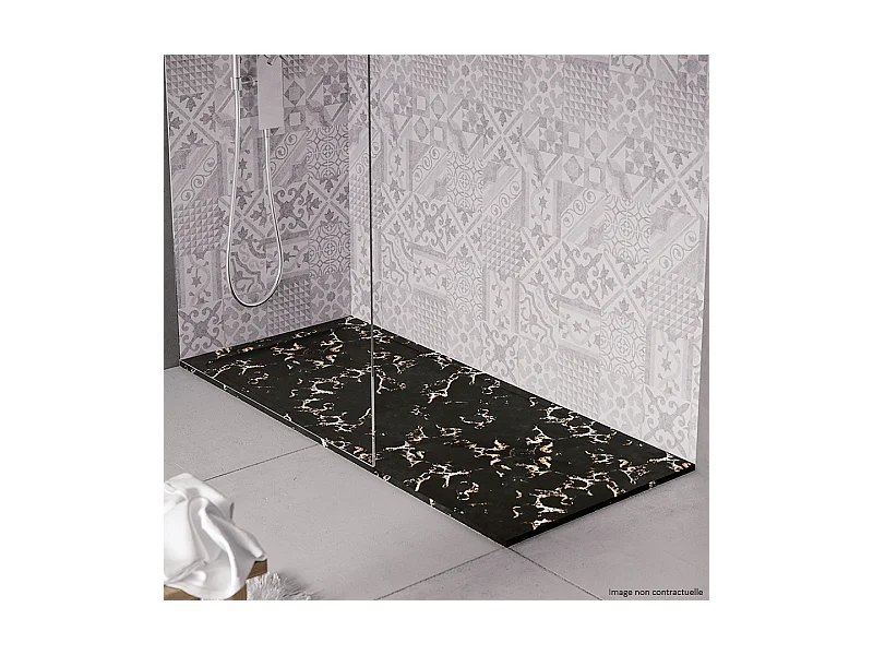 Receveur de douche en pierre naturelle extra plat à poser 80x170cm - noir marble - ORIGINE