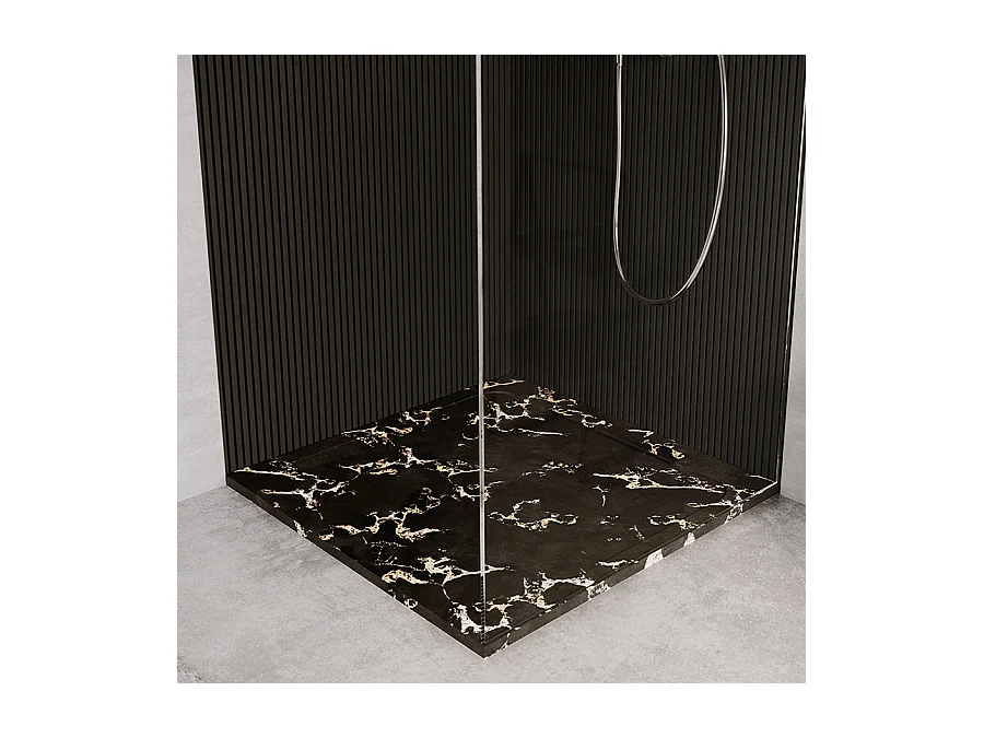 Receveur de douche en pierre naturelle extra plat à poser 90x90cm - noir marble - ORIGINE