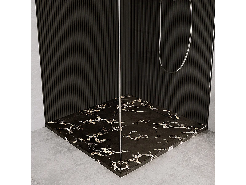 Receveur de douche en pierre naturelle extra plat à poser 90x90cm - noir marble - ORIGINE