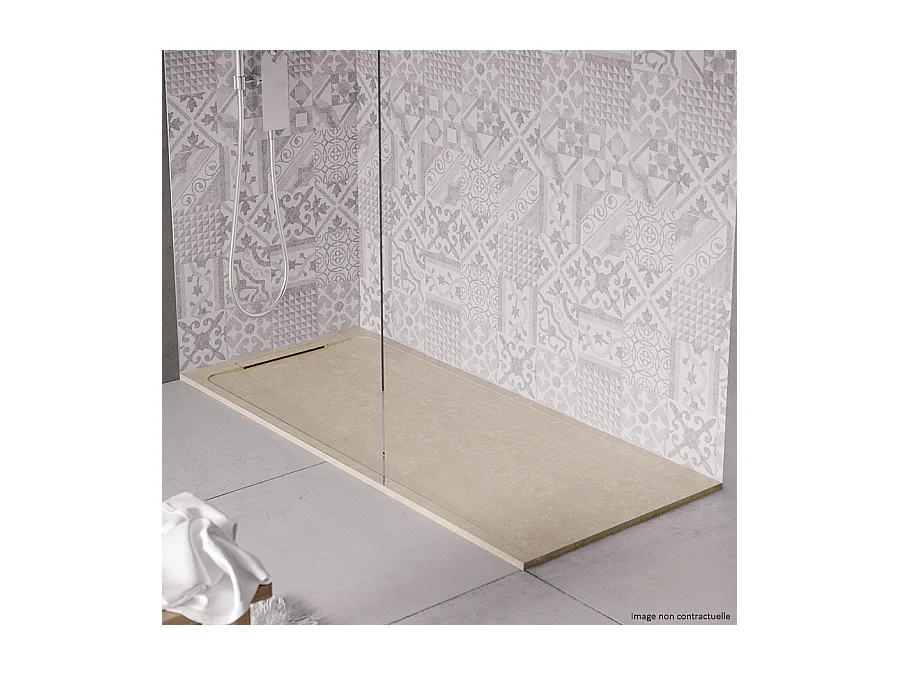 Receveur de douche en pierre naturelle extra plat à poser 70x140cm - beige marbre - ORIGINE