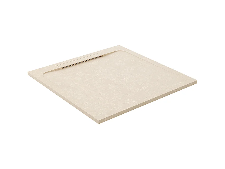 Receveur de douche en pierre naturelle extra plat à poser 80x80cm - beige marbre - ORIGINE