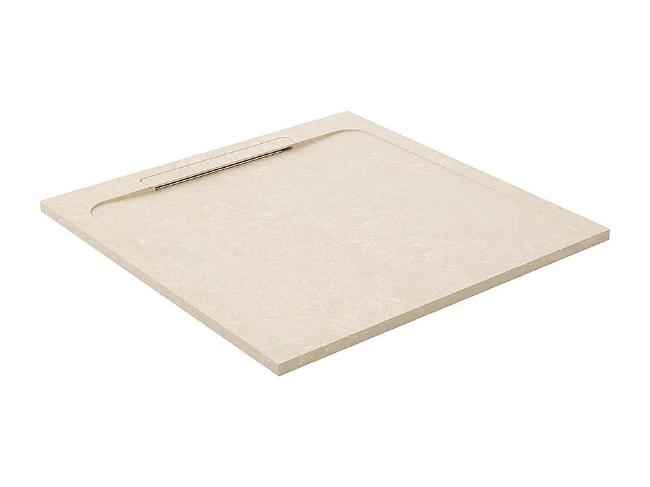 Receveur de douche en pierre naturelle extra plat à poser 80x80cm - beige marbre - ORIGINE