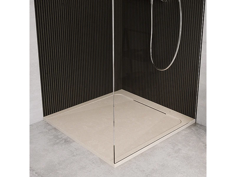 Receveur de douche en pierre naturelle extra plat à poser 80x80cm - beige marbre - ORIGINE