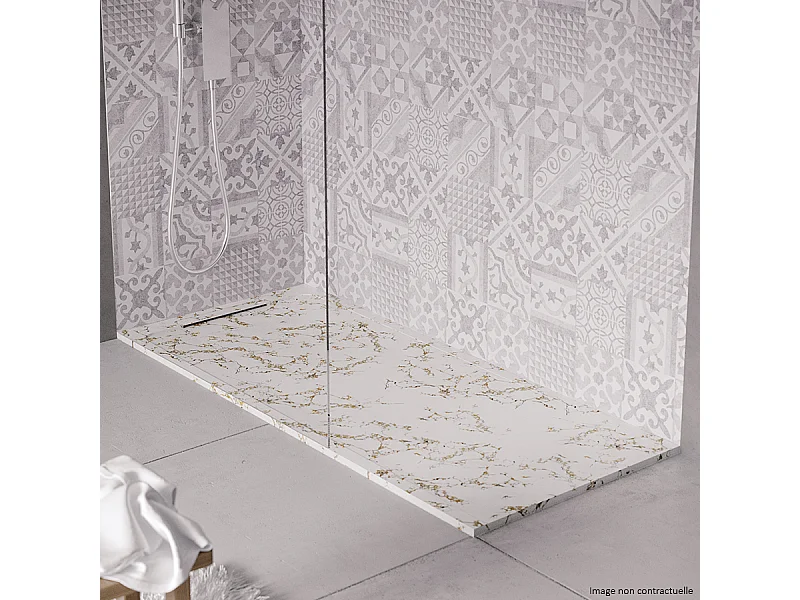 Receveur de douche en pierre naturelle extra plat à poser 90x150cm - blanc marbre - ORIGINE