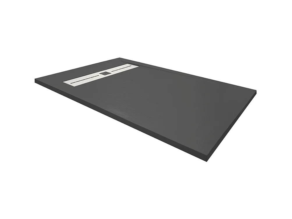 Receveur de douche en résine extra plat à poser 80x120cm - noir - Arhus