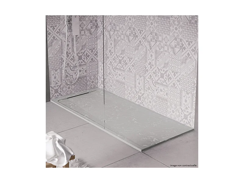 Receveur de douche en pierre naturelle extra plat à poser 90x160cm - gris marbre - ORIGINE