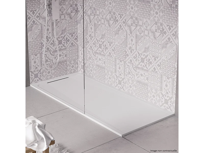 Receveur de douche en pierre naturelle extra plat à poser 70x80cm - blanc - ORIGINE