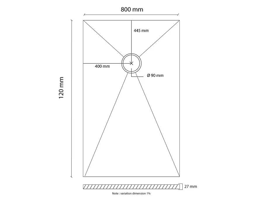 Receveur de douche en résine extra plat à poser 80x120cm - anthracite - RONDA
