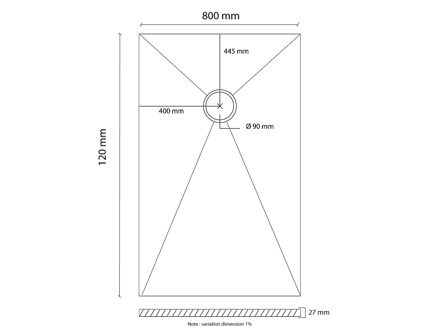 Receveur de douche en résine extra plat à poser 80x120cm - anthracite - RONDA