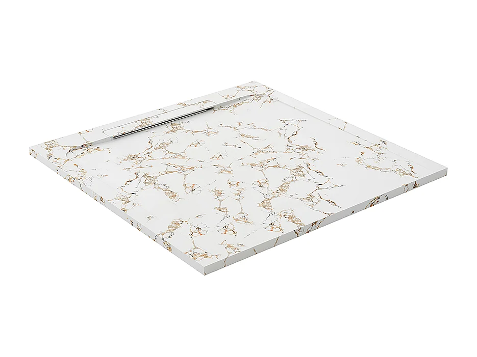 Receveur de douche en pierre naturelle extra plat à poser 70x70cm - blanc marbre - ORIGINE