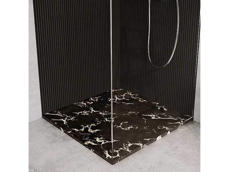 Receveur de douche en pierre naturelle extra plat à poser 80x80cm - noir marble - ORIGINE