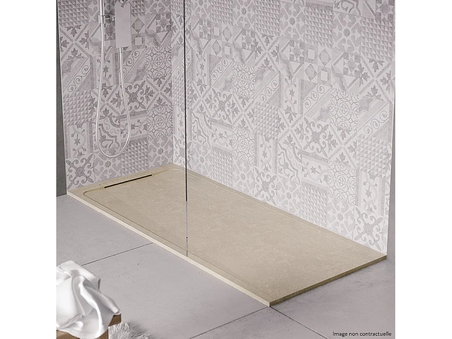 Receveur de douche en pierre naturelle extra plat à poser 70x120cm - beige marbre - ORIGINE
