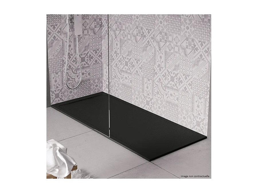 Receveur de douche en pierre naturelle extra plat à poser 80x200cm - noir - ORIGINE