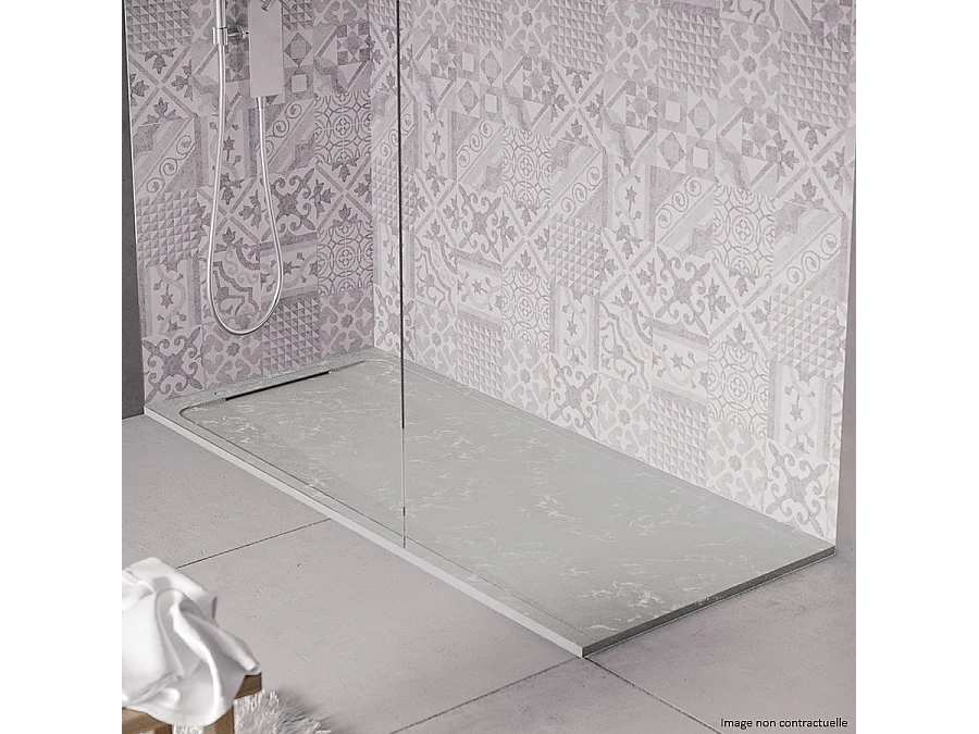 Receveur de douche en pierre naturelle extra plat à poser 80x140cm - gris marbre - ORIGINE