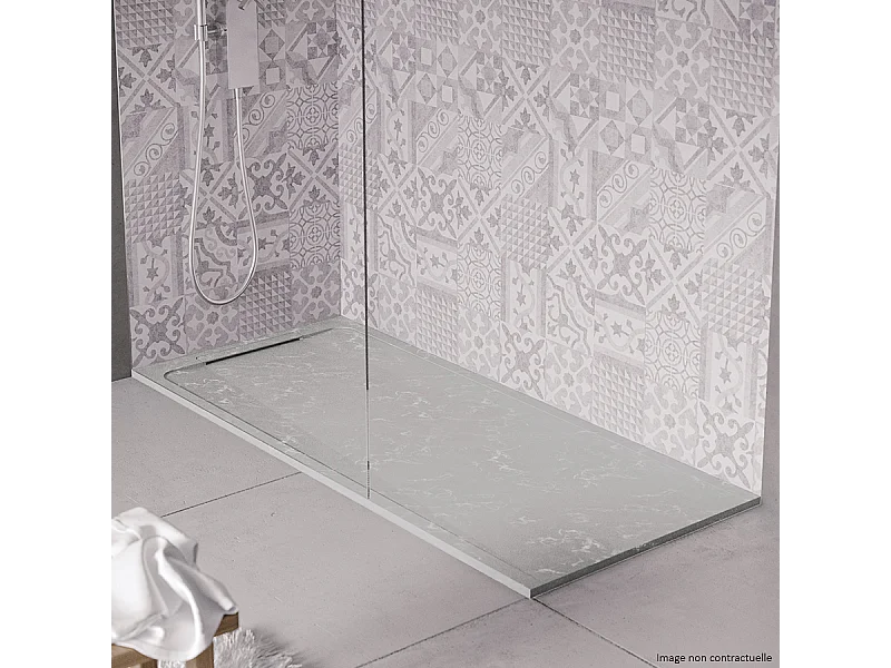 Receveur de douche en pierre naturelle extra plat à poser 80x140cm - gris marbre - ORIGINE
