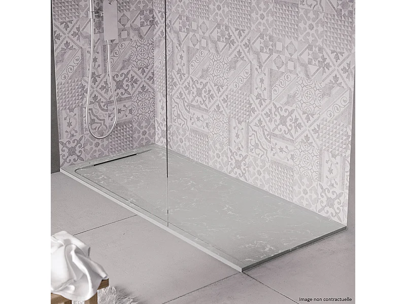 Receveur de douche en pierre naturelle extra plat à poser 70x180cm - gris marbre - ORIGINE