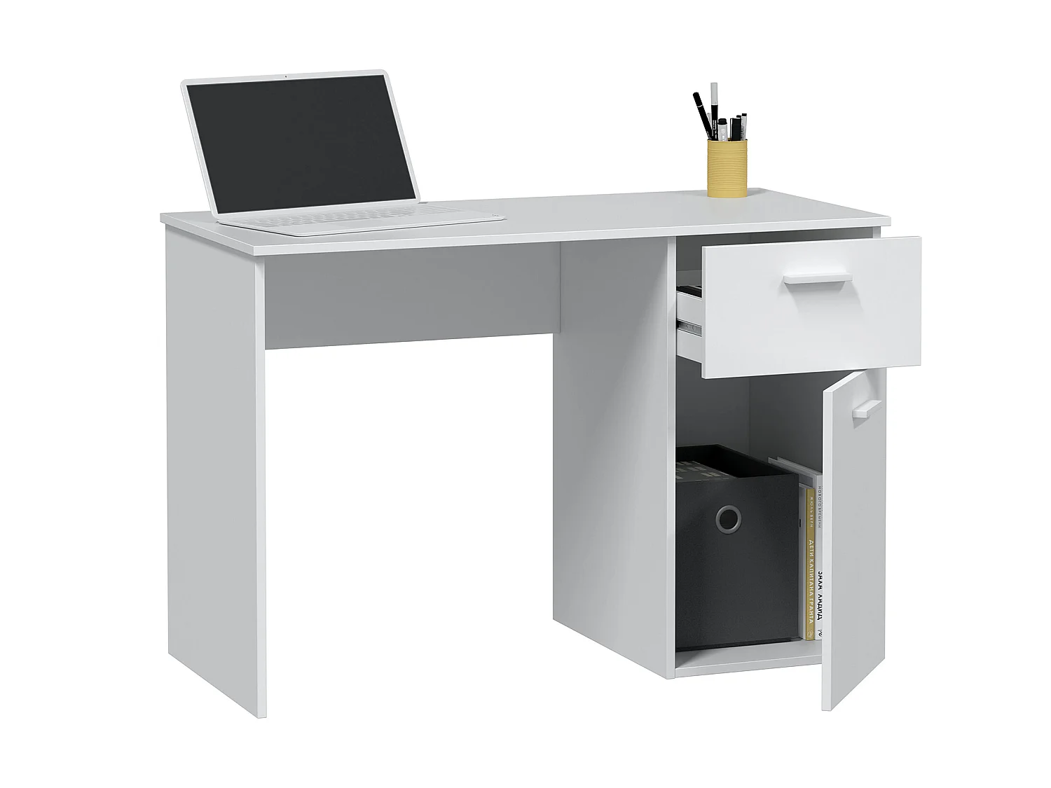 Bureau en mélaminé coloris blanc artik - Hauteur 73 x Longueur 108 x Profondeur 50 cm
