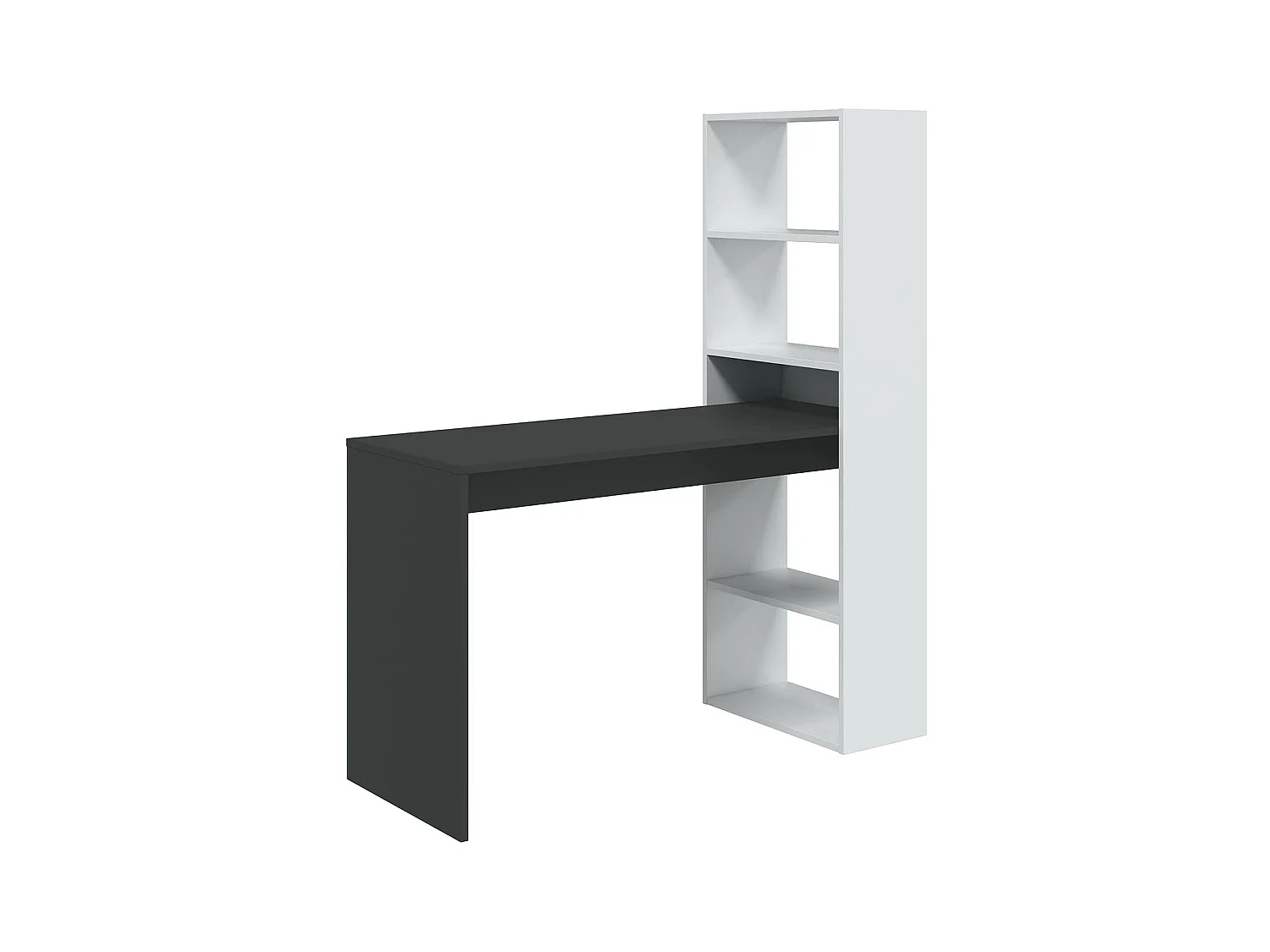 Bureau réversible en mélaminé coloris blanc artik gris anthracite - Hauteur 144 x Longueur 120 x Profondeur 53 cm