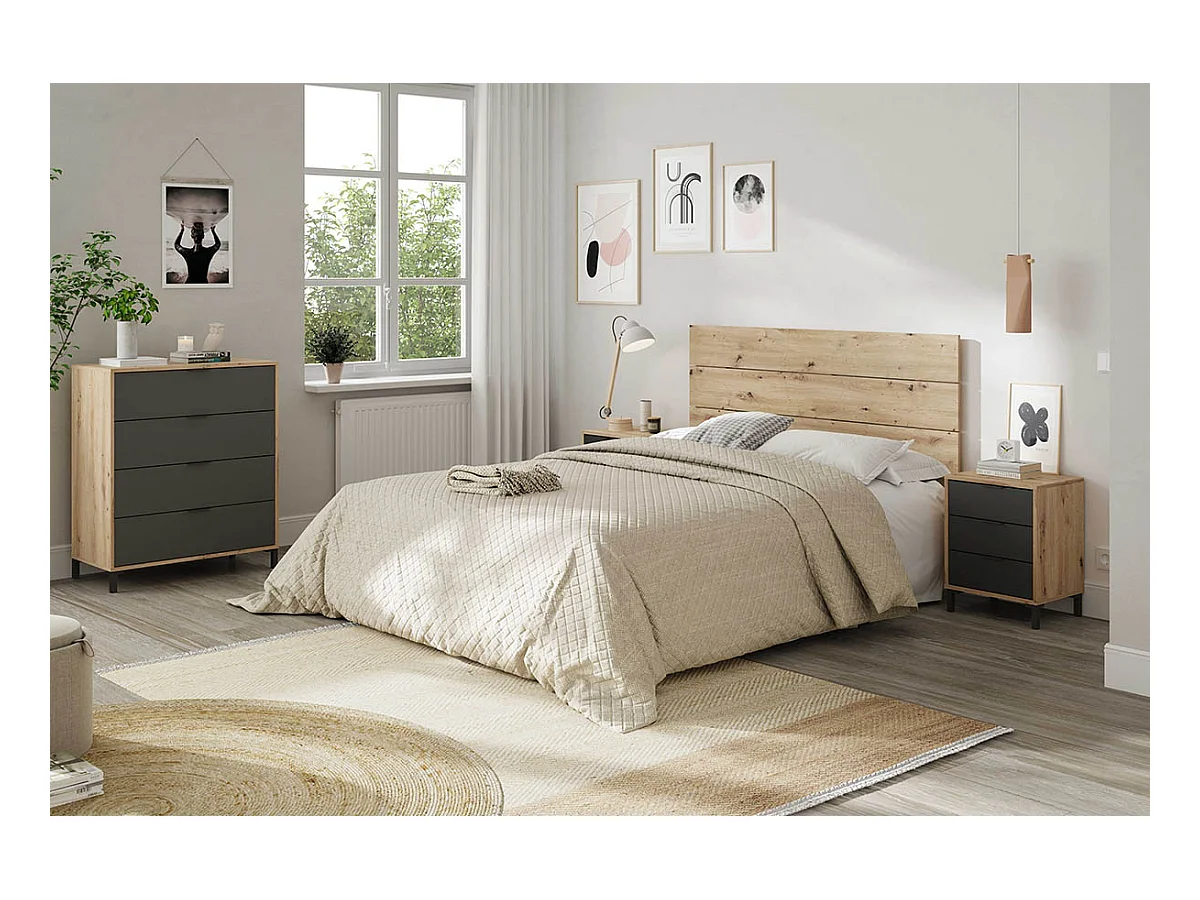 Bureau réversible en mélaminé coloris blanc artik gris anthracite - Hauteur 144 x Longueur 120 x Profondeur 53 cm