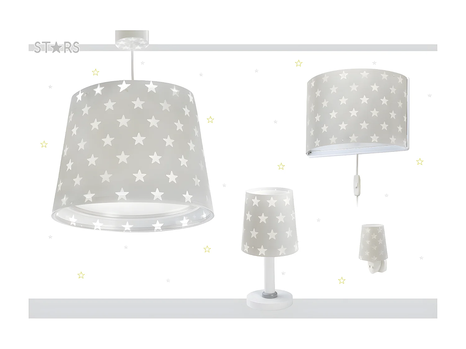 Lampadario per camerette Stars Stelle grigio | DALBER