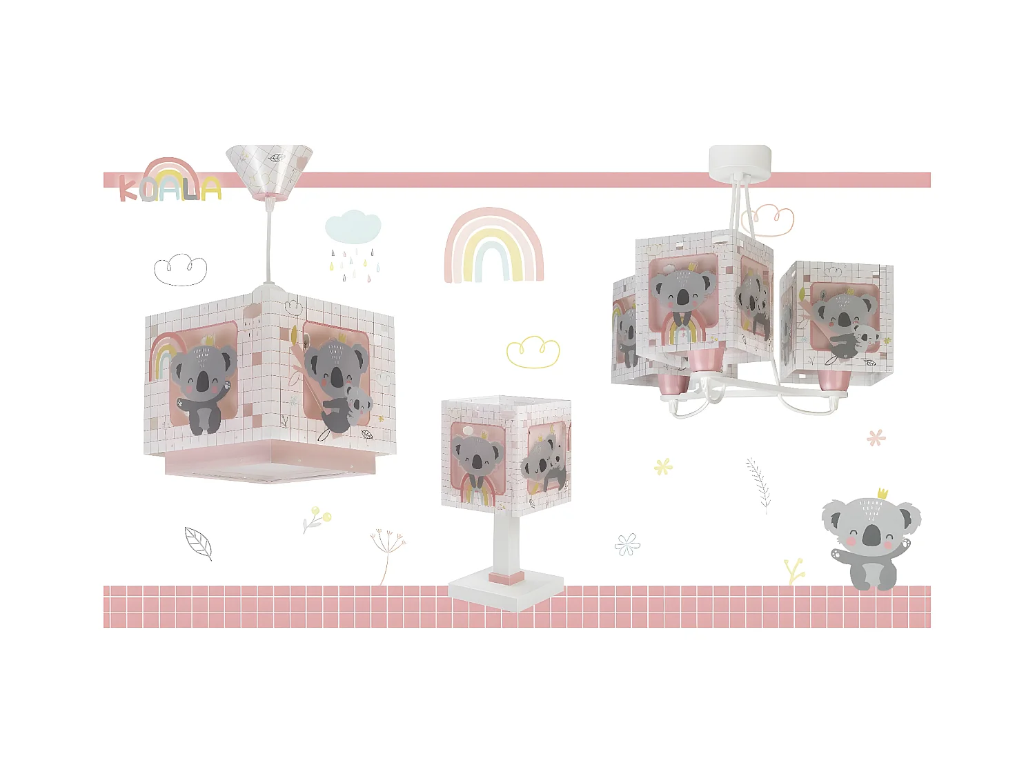 Lampadari per camerette dei bambini Koala rosa | DALBER