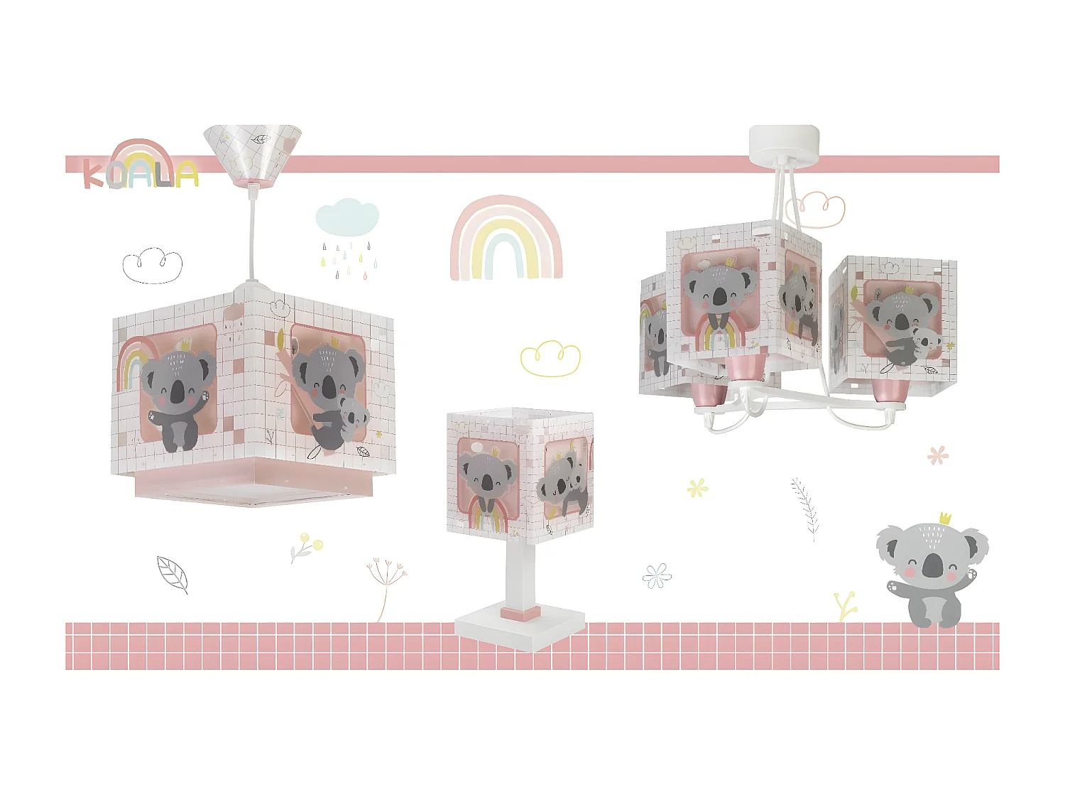 Lampadari per camerette dei bambini Koala rosa | DALBER