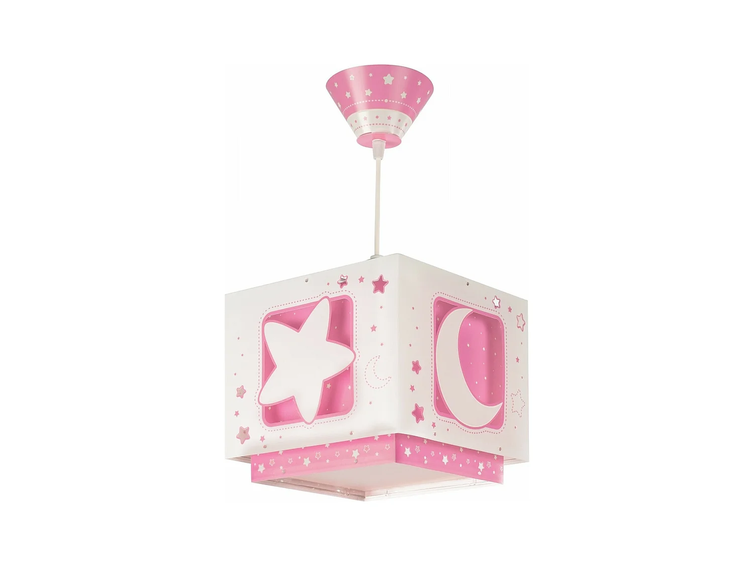 Lustre et lampe suspension enfant Moonlight lune et étoiles rose