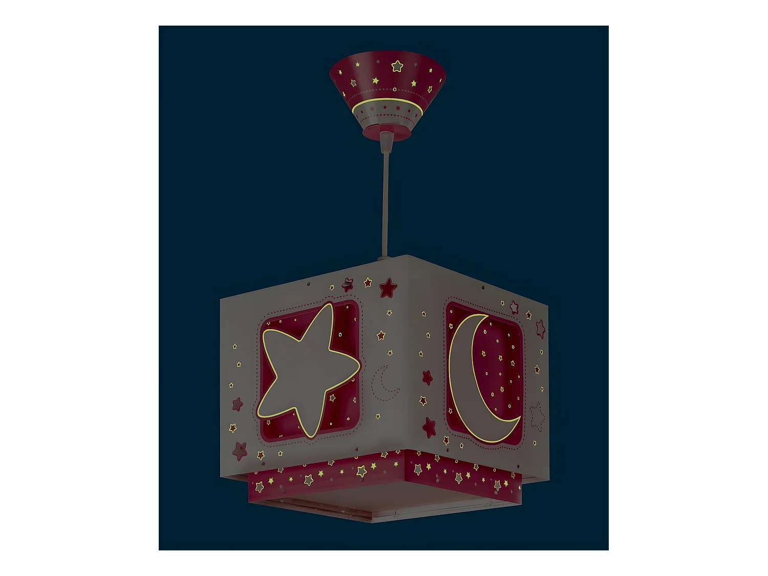 Lustre et lampe suspension enfant Moonlight lune et étoiles rose