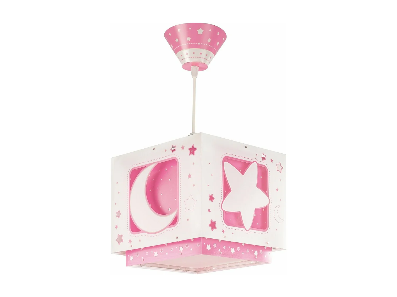 Lustre et lampe suspension enfant Moonlight lune et étoiles rose