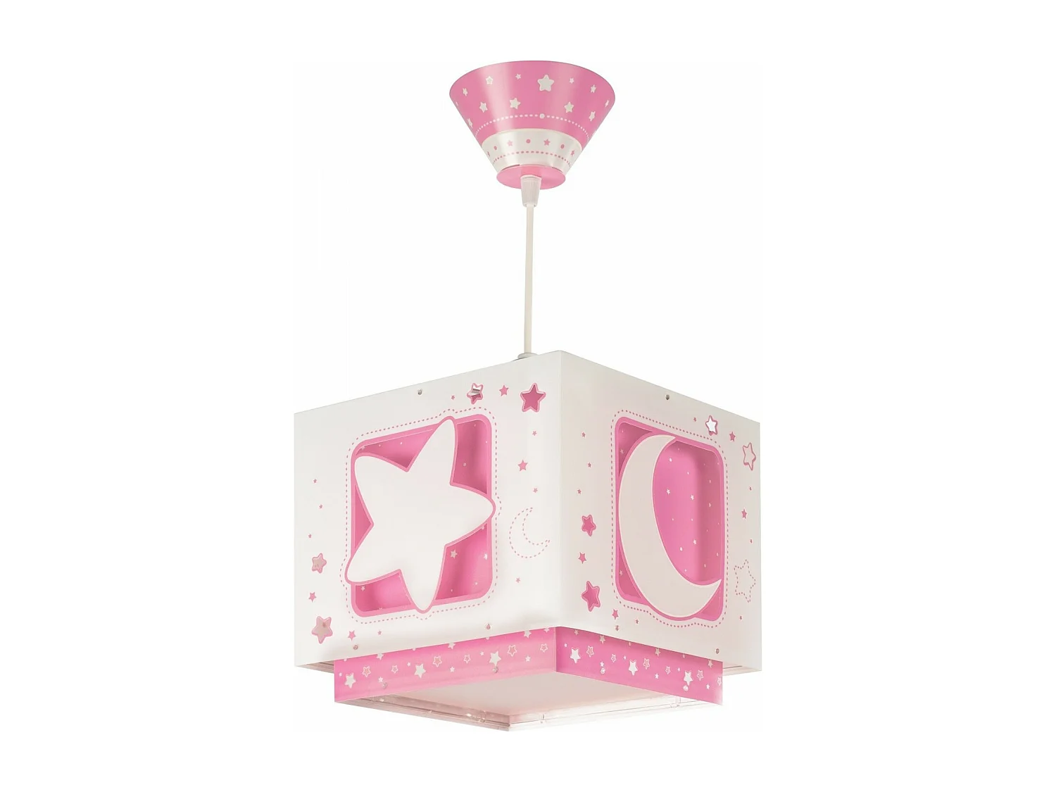 Lustre et lampe suspension enfant Moonlight lune et étoiles rose