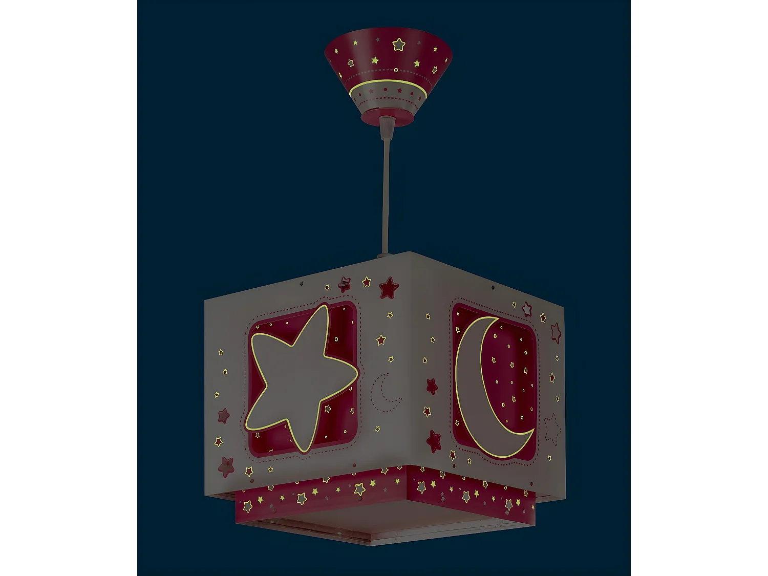 Lustre et lampe suspension enfant Moonlight lune et étoiles rose