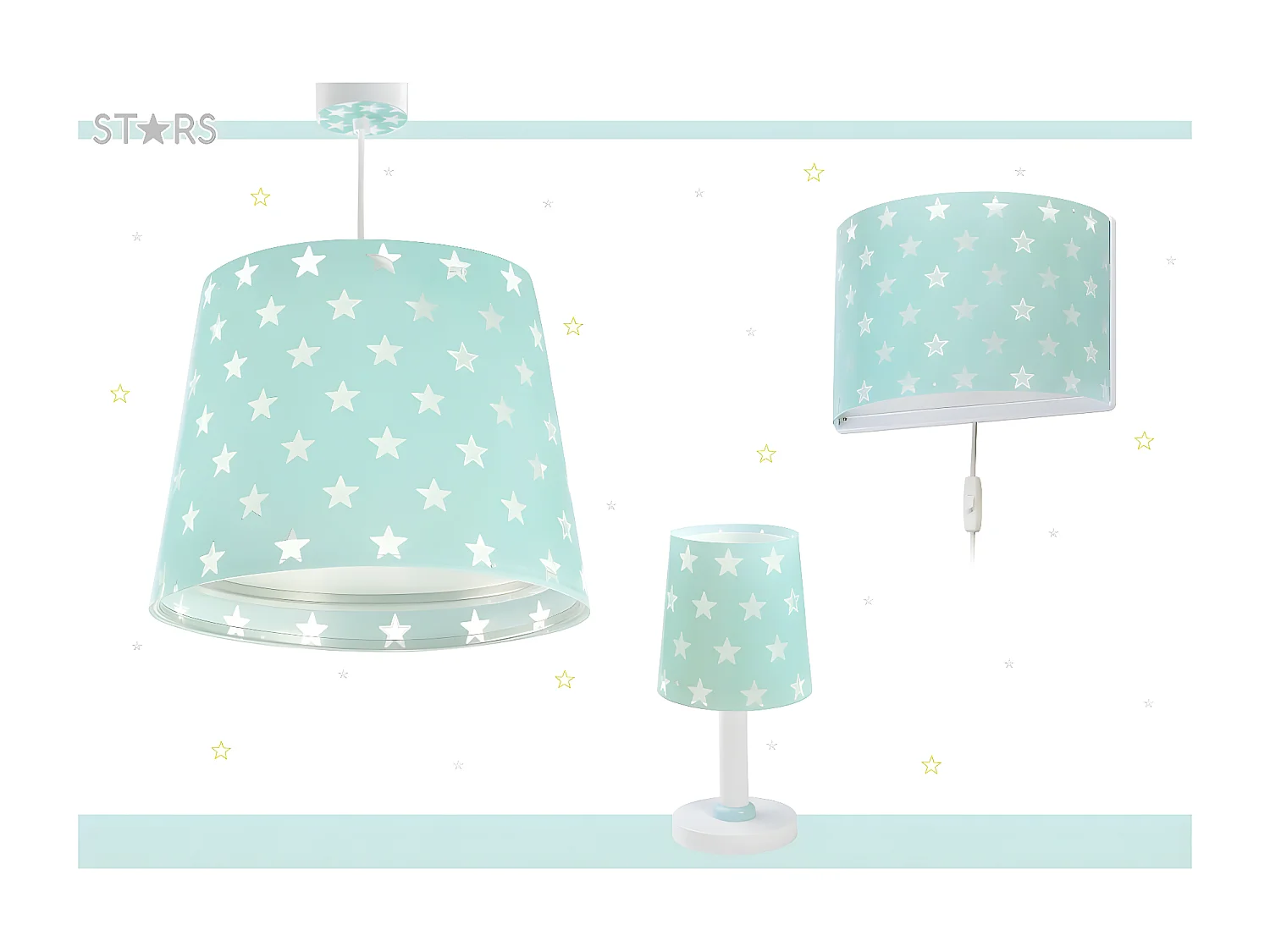 Lampadario per camerette Stars Stelle verde | DALBER