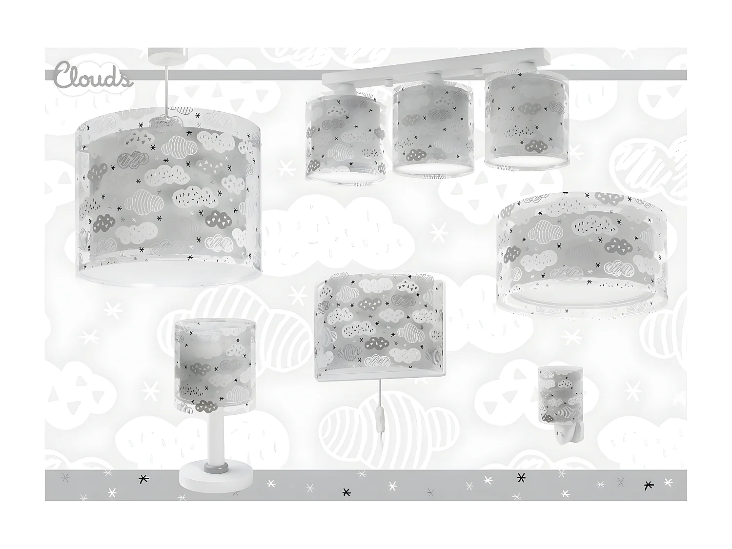 Lampade a sospensione per bambini Clouds nuvole grigio | DALBER