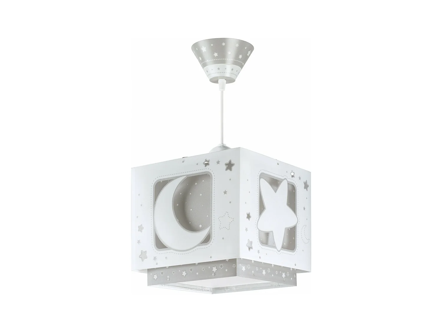 Lustre et lampe suspension enfant Moonlight lune et étoiles gris