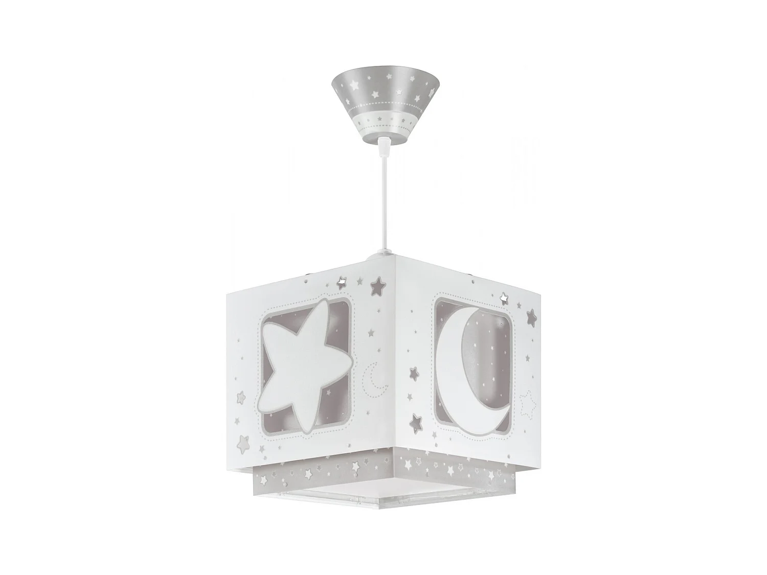 Lustre et lampe suspension enfant Moonlight lune et étoiles gris