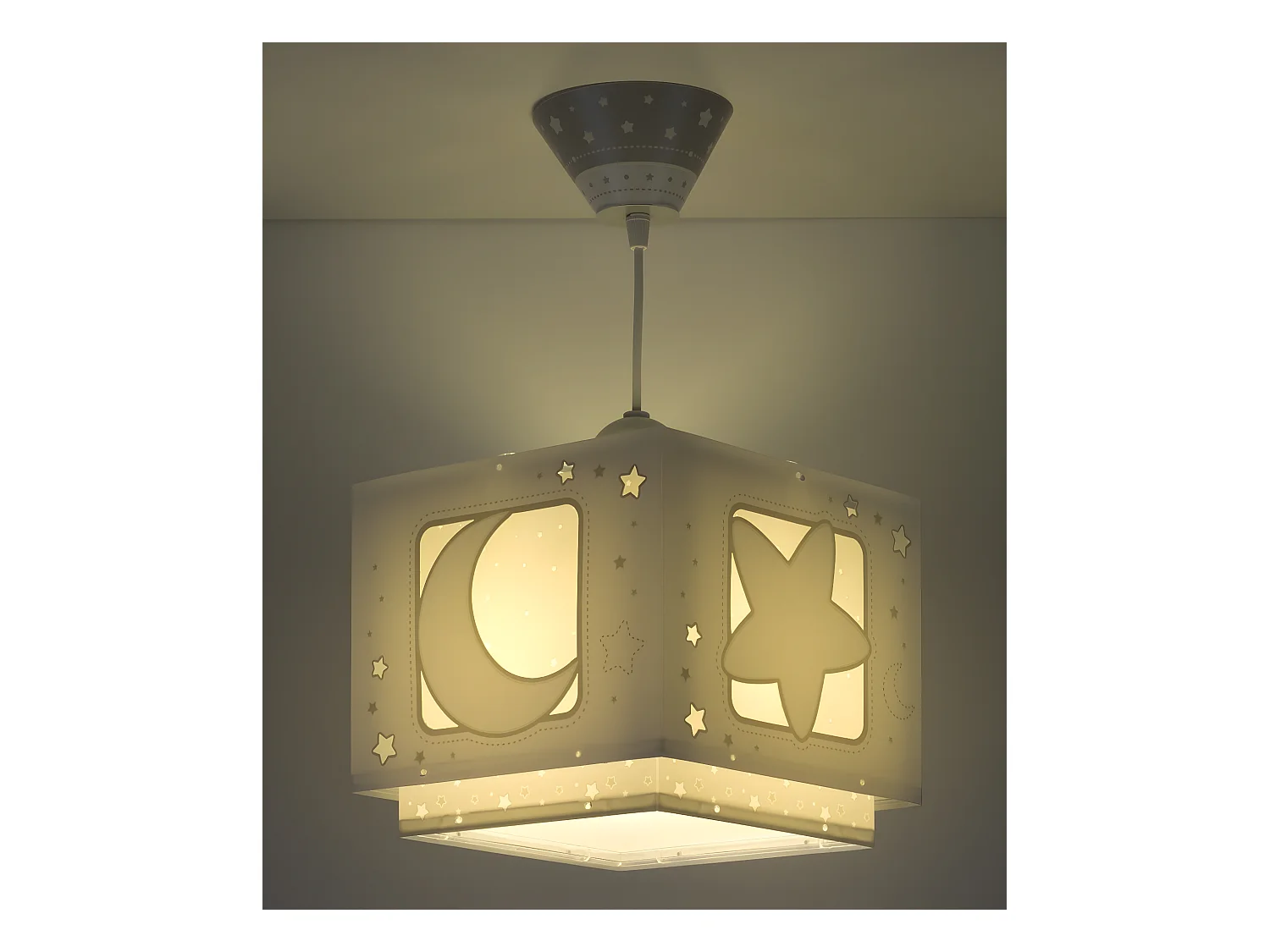 Lustre et lampe suspension enfant Moonlight lune et étoiles gris