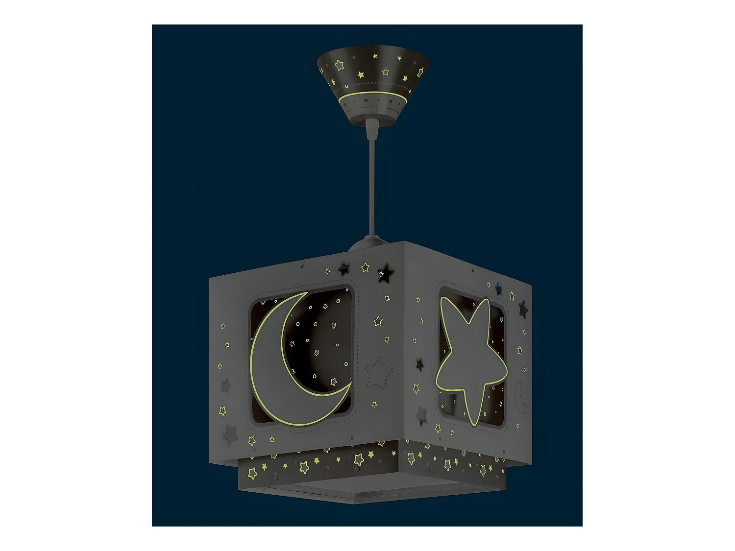 Lustre et lampe suspension enfant Moonlight lune et étoiles gris