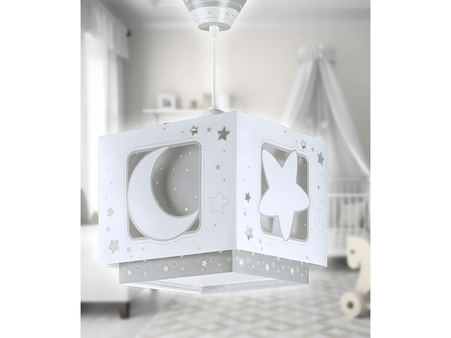 Lámpara infantil de techo Moonlight Luna y Estrellas gris | DALBER