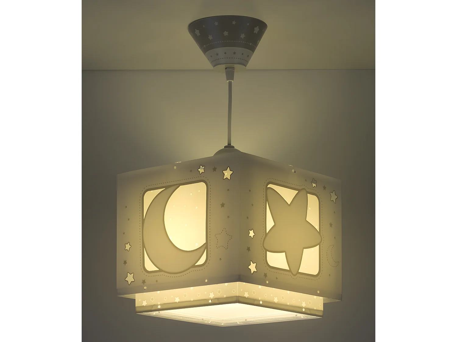 Lustre et lampe suspension enfant Moonlight lune et étoiles gris