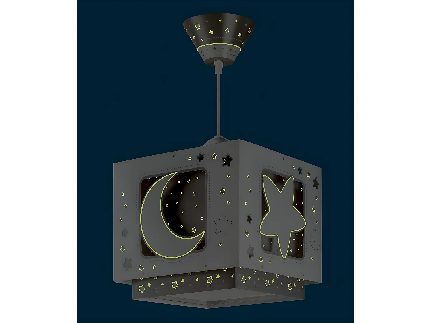 Lustre et lampe suspension enfant Moonlight lune et étoiles gris
