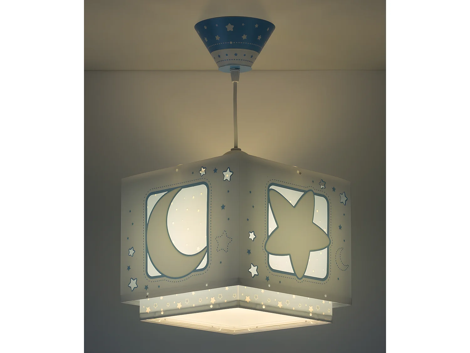 Lampadario per camerette bambini Moonlight Luna Stelle blu | DALBER