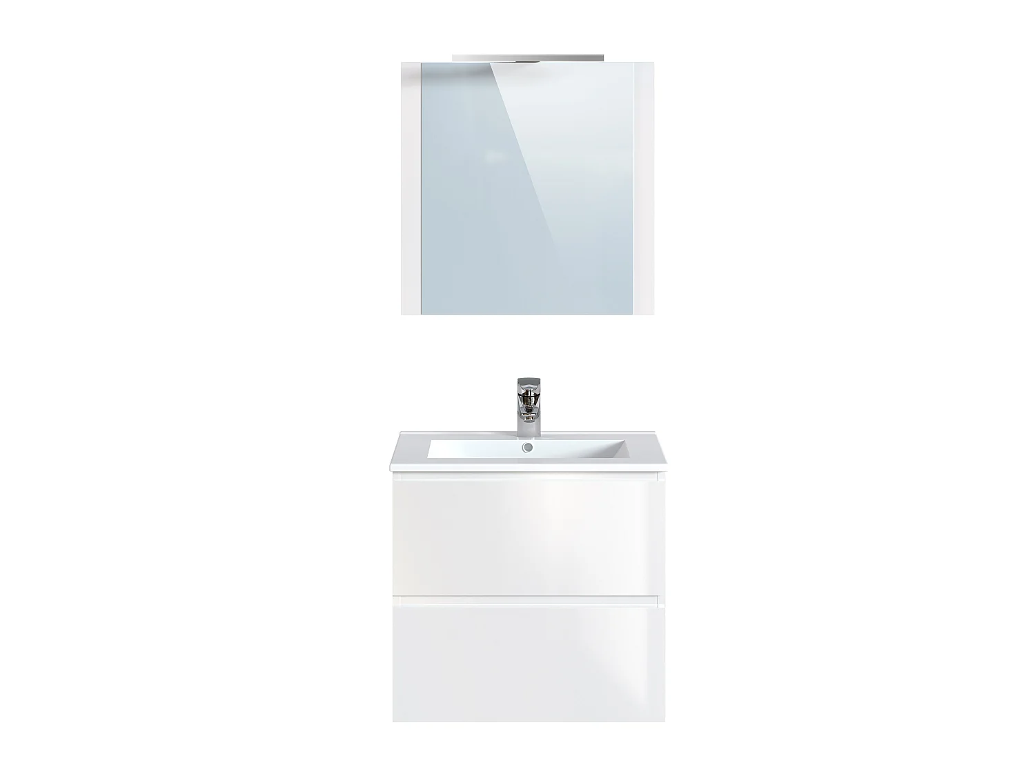 Meuble de salle de bain en mélamine coloris blanc brillant - Longueur 60 x profondeur 45 x Hauteur 85 cm