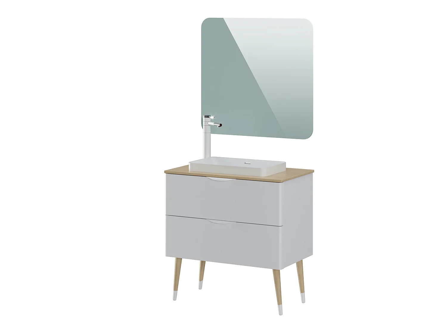 Meuble de salle de bain en mélamine coloris blanc mat laqué - Longueur 81 x profondeur 44 x Hauteur 89 cm