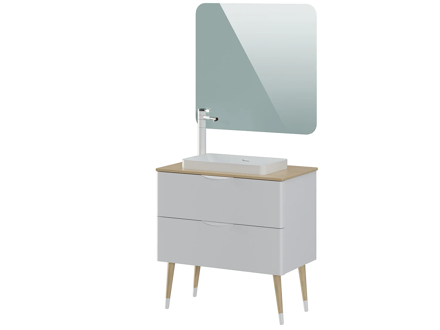 Meuble de salle de bain en mélamine coloris blanc mat laqué - Longueur 81 x profondeur 44 x Hauteur 89 cm