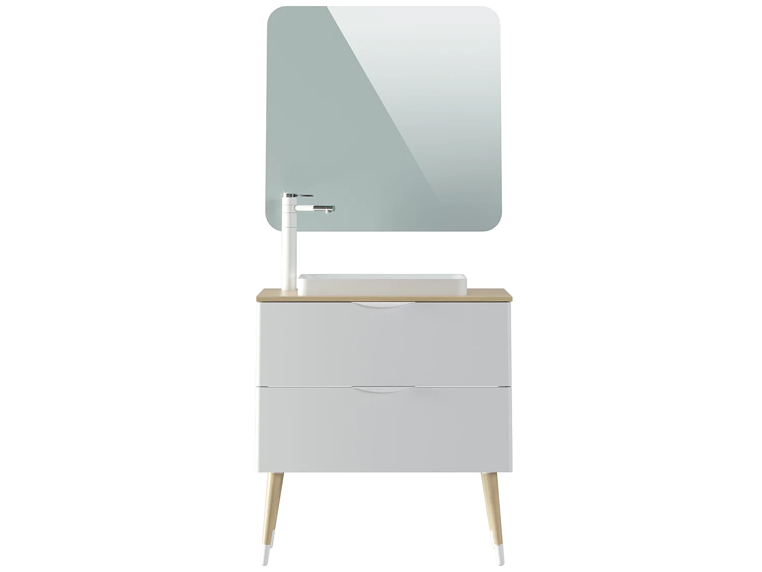 Meuble de salle de bain en mélamine coloris blanc mat laqué - Longueur 81 x profondeur 44 x Hauteur 89 cm