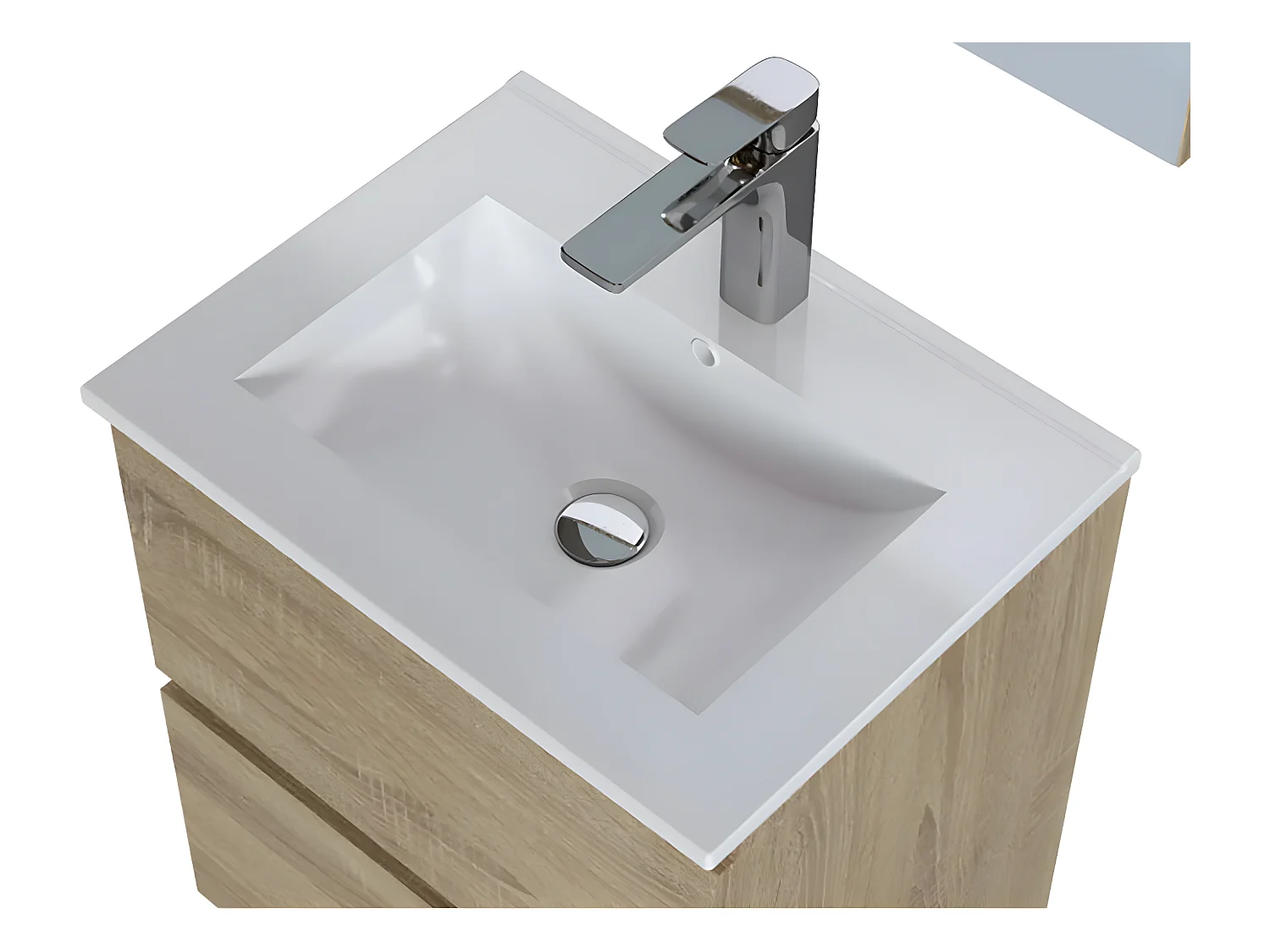 Meuble de salle de bain en mélamine coloris chêne - Longueur 60 x profondeur 45 x Hauteur 85 cm
