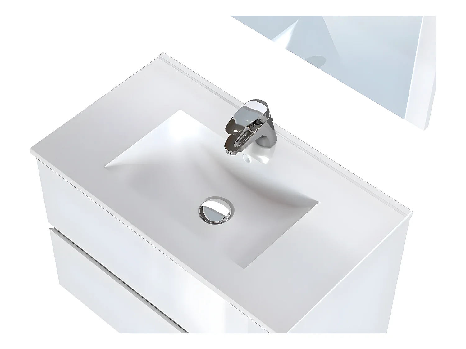 Meuble de salle de Bain en bois aggloméré coloris blanc brillant - Longueur 80 x profondeur 45 x Hauteur 85 cm